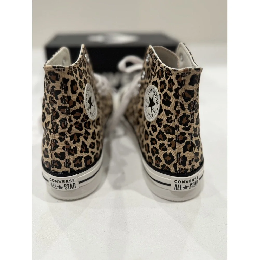 Converse CTAS EVA Lift Hi US 7 Leopard Print Brown Platform sneakers A16593C NEW